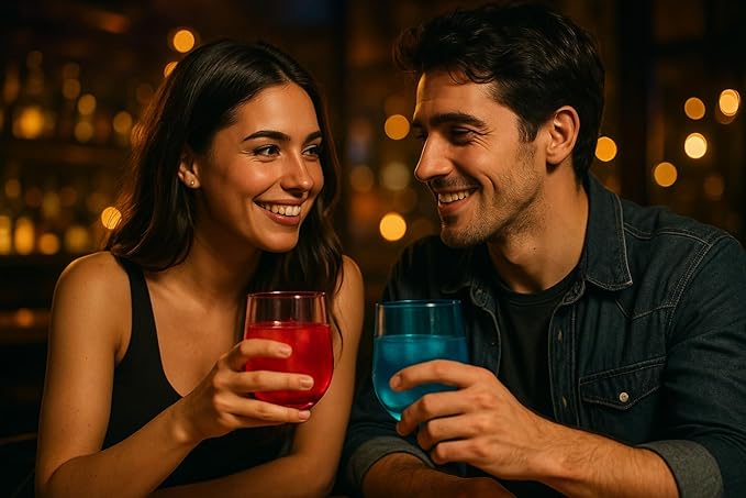 KX-WARE Unbreakable 18-ounce Acrylic Stemless Wine Glasses All Purpose Plastic Tumbler, set of 6 Blue Dishwasher Safe BPA Free Classic Style