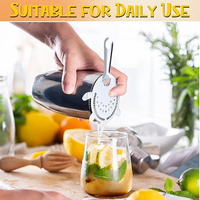 16 Pack Cocktail Strainer 4 Prong Stainless Steel Bar Bartender Strainer 6 Inches Silver Bar Drink Tool for Bartenders and Mixologists