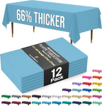 Exquisite 66% Thicker Premium Plastic Table Cloth Rectangle Table Cover 0.5 Mil 12 Pack Sky Blue Table Cloth 54 Inch x 108 Inch Disposable Tablecloth Won't Tear Easily Like Cheap Thin Brands