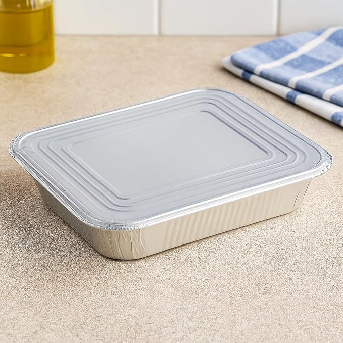 Ruthy's Outlet Disposable Aluminum Foil Pans, Half Size Steam Table Deep, 30 Pack, Silver, 2.5 Inches Deep (20 Pack/w Lids)