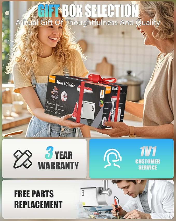 5.0 Upgrade Electric Meat Grinder【NO.1 Germany 3500W Super Motor】【SGS Certified SUS304 Blade & Plate】3-Second Fast Meat Grinding, Perfect For Meat Grinders For Home Use (GRAY)