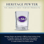 Heritage Pewter LSU Lousianna State University Square Shot Glass | Hand-Sculpted 1.5 Ounce Shot Glass | Intricately Crafted Metal Pewter Alma Mater Inlay