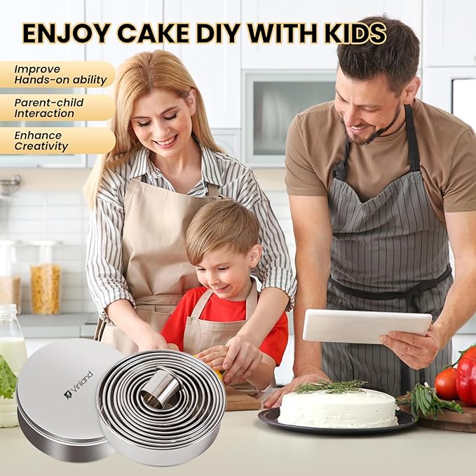 12-Piece 304 Stainless Steel Biscuit Cutter Set - Round Cookie Cutters for Baking (1/2/3/4/5 Inch) with Storage Box, Dough Pastry Cake Circle Cutting Ring Molds, Non-Rust & Dishwasher Safe