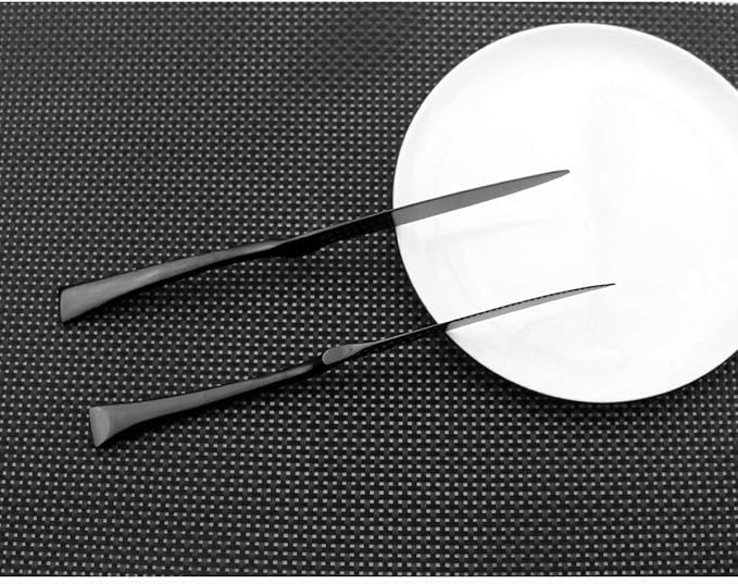 Flatware Set 18/10 Stainless Steel Mirror Polished Black Cutlery - Silverware Utensil Set of Serrated Steak Knife Dinner Fork Knife Spoon Salad Fork Dessert Spoon,24 Piece Service for 4