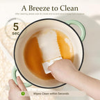 Overmont Enameled Cast Iron Dutch Oven - 5.5QT Pot with Lid Cookbook & Cotton Potholders - Heavy-Duty Cookware for Braising, Stews, Roasting, Bread Baking Verdant