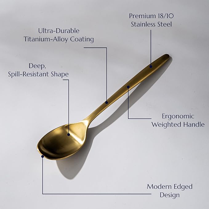 JazzUpCo Ava Flatware Flatware non toxic 18/10 stainless steel dishwasher safe (Matte Gold, 8 Person Set (40 Pieces))