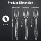 100-Pack Clear Plastic Spoons Disposable BPA-Free Heat Resistant Utensils for Catering & Events -Spoons Heavy Duty Bulk,plastic disposable for Party Supplies