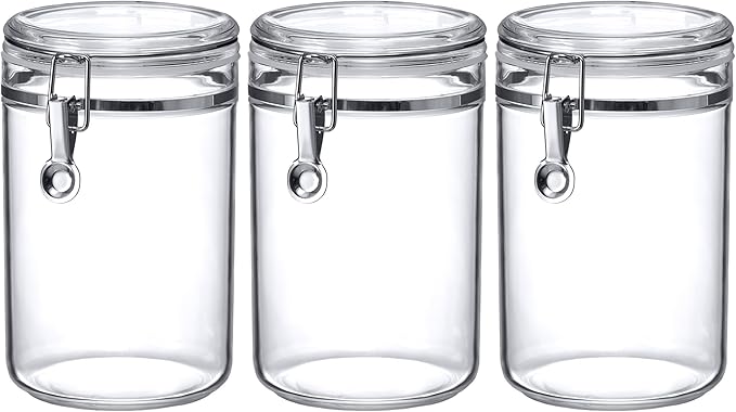 Amazing Abby Cathy - 56-Ounce Plastic Canister (Set of 3), Plastic Airtight Food Container, Stackable for Pantry Storage, BPA-Free and Shatter-Proof, Perfect for Home and Commercial Use