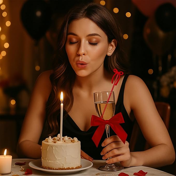 30 Pcs 6 Inch Bow Drink Stirrers, Bow Stir Sticks Coffee Stirrers Reusable Plastic Swizzle Sticks for Wedding Birthday Bridal Cocktail Decorations Supplies(Red)