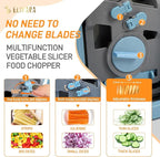 Safe Mandoline Slicer Plus – Adjustable Vegetable Chopper, Stainless Steel Blade, BPA-Free, Sky Blue