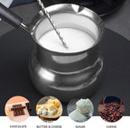 Turkish Coffee Pot with Lid: Stainless Steel Mini Saucepan Chocolate Melting Pot, Milk Warmer Butter Warmer for Stove Top Espresso Coffee Tea Soup Warming (450ML)