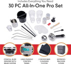 EspressoWorks Barista Pro Series Espresso Machine with Grinder, LCD Display and Steamer - Ready To Go In 60 Sec - 15-Bar Latte and Cappuccino Machine 30-Piece Bundle - Coffee Gifts (Silver)