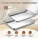 Baking Sheet Set of 2, Commercial Grade Stainless Steel Cookie Sheets for Baking, 17.5''x13'' / 15.7''x12'', Thicker and Firmer Baking Pans Set, Rust & Warp Resistant & Nonstick, Nontoxic & Heavy Duty