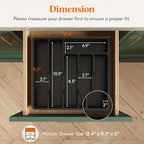 Lifewit Silverware Drawer Organizer Tray, Plastic Cutlery Storage for Kitchen Drawer, Flatware and Utensil Holder Divider for Spoons Forks Knives Tableware, 6 Compartment, Black