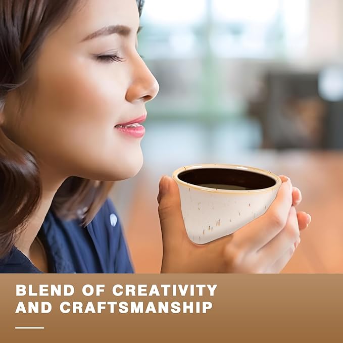 Ceramic Espresso Cups Set of 4, Double Walled Espresso Coffee Mugs for Nespresso Cups, Special glazed Demitasse Cups Expresso Coffee Cup for Espresso Machine (Speckled Off-White)