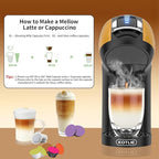 KOTLIE Espresso 5in1 Single Serve Coffee Maker, 19Bar Cappuccino&Latte Maker, Cold&Hot Brewing Coffee Machine for K*cup/NES*presso Original/D*olce G*usto/Ground Coffee/44mm ESE(Yellow)