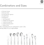 Hammered Silverware Set with Serving Utensils, 18/10 Stainless Steel Flatware for 8, Dishwasher Safe, Mirror Finish, Heavy-Duty, Built to Last (45-Piece Including a Serving Set, Fidenza Hammered)