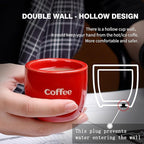 Ceramic Espresso Cup set of 6, One Shot Coffee Cups, Double Walled 3 oz/90 ml Tiny Cofffee Mugs Demitasse for Espresso, Porcelain Coffee Mugs Set of 6 colors