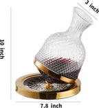 Red Wine Decanter, Spinning Wine Aerator, Thickened Crystal Glass Golden Base, 360 Rotation, Rapid Wine Aeration, 50oz/1500ml, Wine Lover