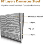 Knife Set with Block 7-Piece, Professional 67-layer Damascus Super Steel Kitchen Knife Sets for Cooking, Ultra Sharp Knife Set with Sharpener