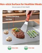 VEVOR Commercial Electric Griddle, 21 x 11.8 inch, 1750W, 122-570°F Adjustable Temp Control, Stainless Steel Countertop Flat Top Grill with 2 Spatulas, 2 Brushes and 4 Foot Pads, for Steak, Pancake