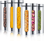 6 Pack Kitchen Canisters Set Airtight Coffee Sugar Tea Candy Storage Jars with Window Glass Stainless Steel Containers with Lids for Flour Cookies Spices Grains Kitchen Decorations (60 oz)