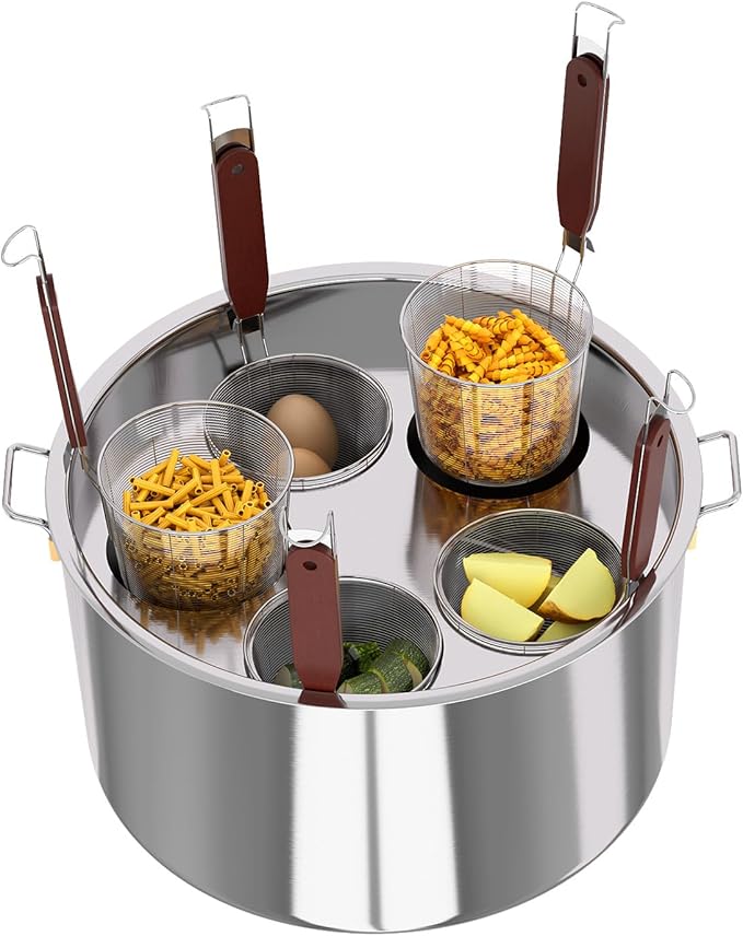 Pasta Pot With Strainer Basket,Large 5 Holes Pasta Pot with Insert for Cooking, Pot With Strainer Lid Stainless Steel for Home Kitchen
