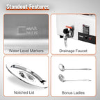 VEVOR Electric Soup Warmer, Four 7.4QT Stainless Steel Round Pot 86~185°F Adjustable Temp, 1500W Commercial Bain Marie with Anti-Dry Burn and Reset Button, Soup Station for Restaurant, Buffet, Silver