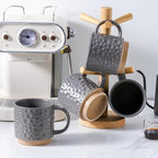 Nihow 16OZ Stackable Coffee Mug Set, Large Ceramic Coffee Mug Set of 4,Coffee Cup Set for Cappuccino/Latte/Cocoa,Dishwasher & Microwave Safe,Matte Gray