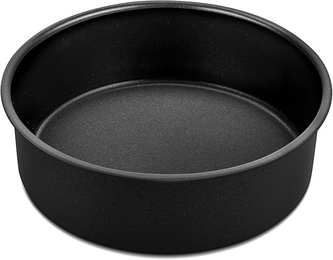 LIANYU 6 Inch Round Cake Pan for Baking, Nonstick Stainless Steel Baking Cake Pan Tin Bakeware for Birthday Wedding Party, Non Toxic Coating, 2 Inch Deep, Dishwasher Safe, Black
