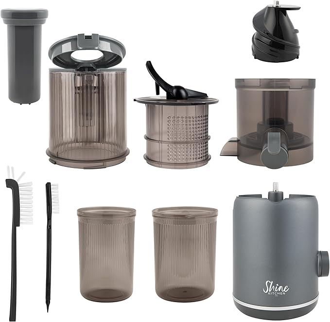 Shine Multi-Batch Compact Cold Press Juicer SMB-1, Hands-Free, Hopper Continuous Feed, Portable
