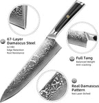 Sunnecko 8 Inch Chef Knife Professional, Sharp Kitchen Knife Damascus Chefs Knife Vg10 High Carbon Stainless Steel