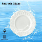 6 Inch Porcelain Appetizer Plate Set of 18, Small Dinner Plates, Dessert Salad Plates, White Leaves Shaped Serving Dishes for Cake, Snack, Ice Cream, Waffles, Microwave, Oven, and Dishwasher Safe