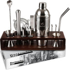 Cocktail Shaker Set Bartender Kit with Stand, Professional Bartending Kit, House Warming Gifts for New Home - Cocktail Mixer Set, Bar Tool Set - Cocktail Kit Bar Accessories for Home Bar Set