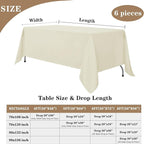 Fitable Elegant Rectangle Table Clothes, 6 Pack - 90 x 132 Inch, Ivory - Reusable and Washable Tablecloths, Polyester Fabric Table Covers for Wedding, Party, Banquet, Formal Events