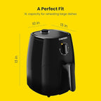Chefman TurboFry 5-Quart Air Fryer, Integrated 60-Minute Timer for Healthy Cooking, Cook with 80% Less Oil, Adjustable Temperature Control, Nonstick Dishwasher-Safe Basket and Tray, Black
