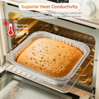 Aluminum Pans with Lids - 50 Pack 8x8 Disposable Baking Pans, Heavy Duty Tin Foil Pans with Lids for Cake Baking, Cooking, Heating, Storing, Prepping Food