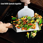 Vovoly Extra Wide Griddle Scraper, 5.5''x5.5'' Smashed Burger Scraper Grill Scraper Spatula Burger Turner - Full Tang Wooden Handle Professional Grade Grill Accessories, Knife Grade Stainless Steel