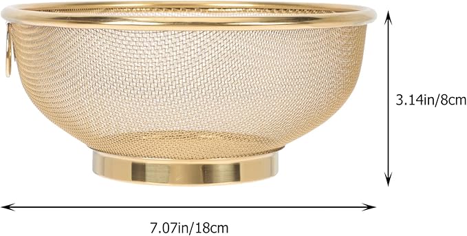 Vegetables Mesh Strainer Stainless Steel Mesh Colander Kitchen Fine Mesh Strainer Bowl Straining Screen Basket Drainer (18X18CM) Metal Food Strainer