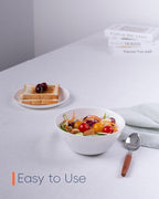 30 OZ Max Cereal Soup Bowl Set of 6, Opal Glass 7.2 inch White Ribbed Bowls for Ramen, Noodle, Salad, Fruit, Dishwasher and Microwave Safe