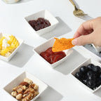 UIBFCWN 6 Pack Ceramic Dip Bowls Set, 2.3oz White Dipping Sauce Bowls/Dishes for Tomato Sauce, Square Side Dishes, Mini Appetizer Plates for Condiment