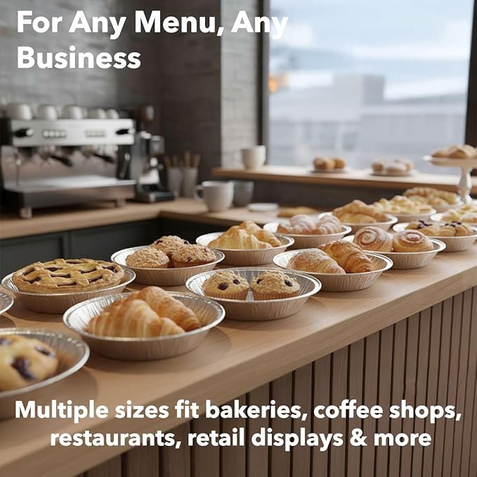 1000-Pack 6" Foil Pie Pans - Medium 7/8" Depth Disposable Aluminum Pie & Tart Pans with Full Curl Rim - For Bulk Baking, Portion Prep, To-Go Meals, Market Stands & Foodservice Lines