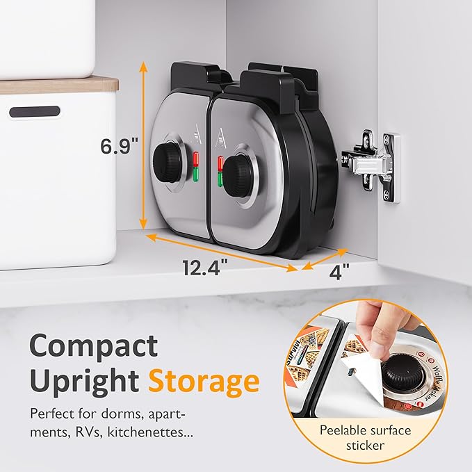 Sunvivi Dual Waffle Maker: Heart Waffle & Classic Waffle Iron with 2 Adjustable Temp Knobs, Nonstick Waffle Machine with Indicator Light, Easy to Clean, The best gifts for Her, Kids and Families