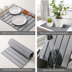 Stone Drying Mat for Kitchen Counter, Stone Dish Drying Mat Foldable, Super Absorbent Diatomaceous Earth Quick-drying Draining Mat for any Kitchen Countertop (Medium Gray B, 23.6”x15.4”)