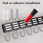 2pcs Utensil Racks with 6 Hooks 11 Inch Mug Holder Under Cabinet Kitchen Utensil Holders Multifunctional (11 inch)