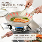 Kikcoin 16Pcs Pots and Pans Set Nonstick Ceramic Cookware Sets Induction Kitchen Cooking Set Non toxic Healthy Non Stick w/Grill Pan,Saute Pan, Ceramic White