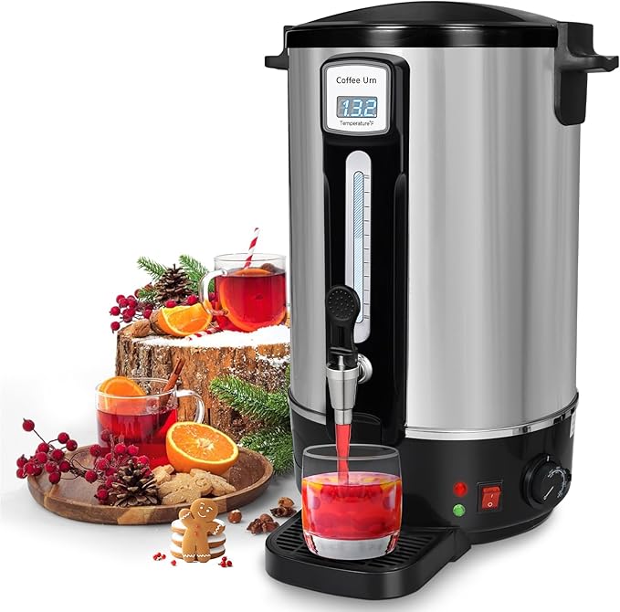 Commercial Coffee Urn 50 Cups（12L, Stainless Steel Large-Capacity Coffee Maker for Catering, Events, Offices & Restaurants, Fast Brew & Keep Warm Function