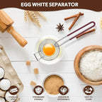 Egg Separator,Stainless Steel Egg Yolk White Separation Tool Long Handle Egg White Separator Kitchen Utility Gadget Cooking Baking Tools-Brown
