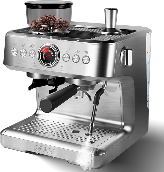 PeakPursuit Espresso Machine, Grinder, 20 Bar Semi-Automatic Coffee Maker with Milk Frother Steam Wand, PID Temperature Control, 2.8L Water Tank,Home Espresso Coffee Maker for Latte, Cappuccino
