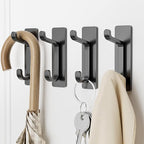 Self Adhesive Wall Hooks for Hanging: Extra Strong 13 LB, Hook for Coat, Towel in Bathrooms, Shower, Kitchen, Wall, Door Hook, Black 12 Pack